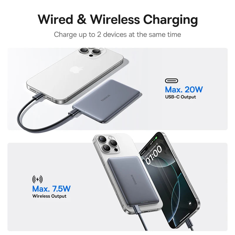 Power Bank Baseus Magnético 5000mAh Ultra Fino
