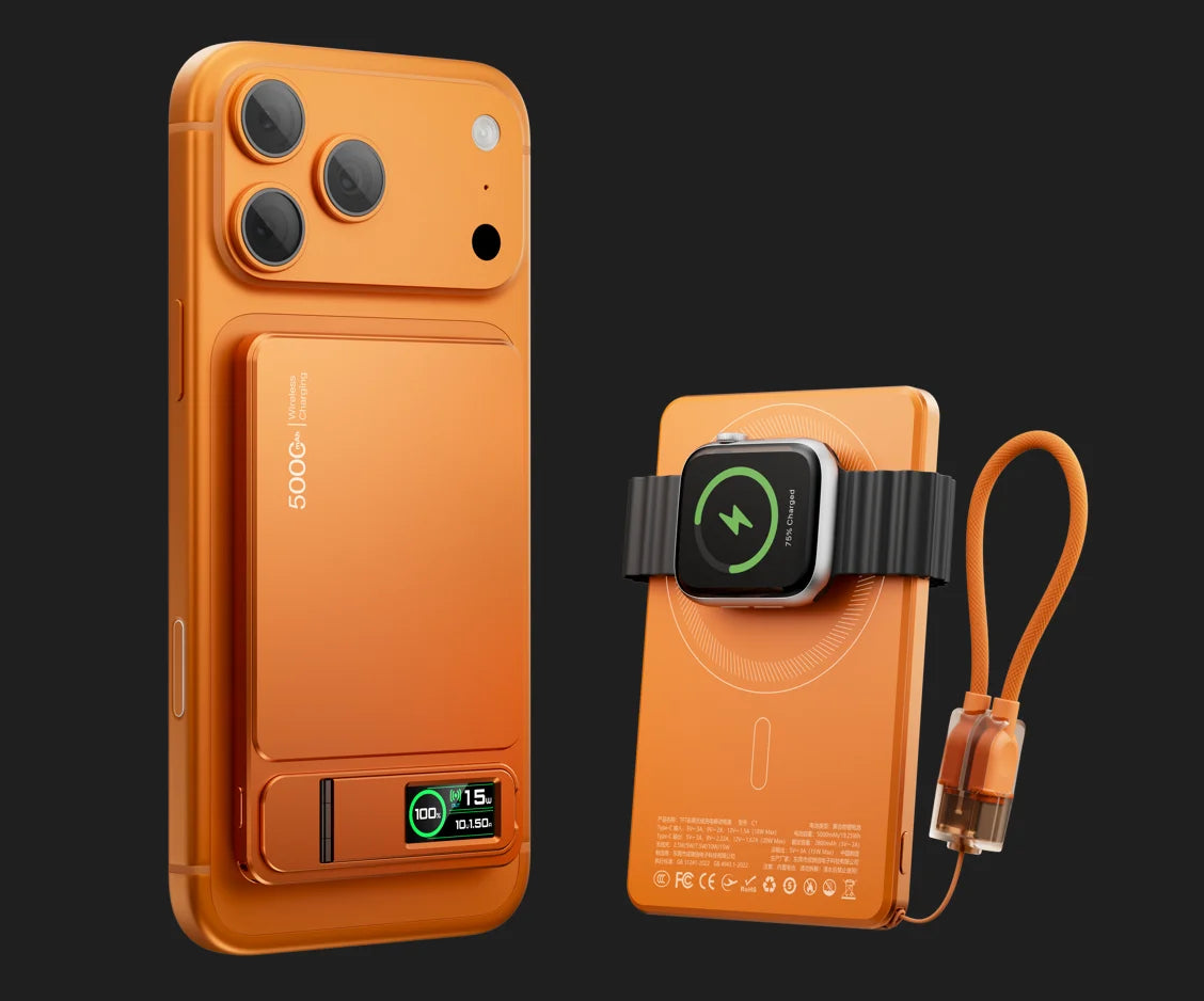 Power Bank Magnético 10000mAh com Carregamento Sem Fio 20W