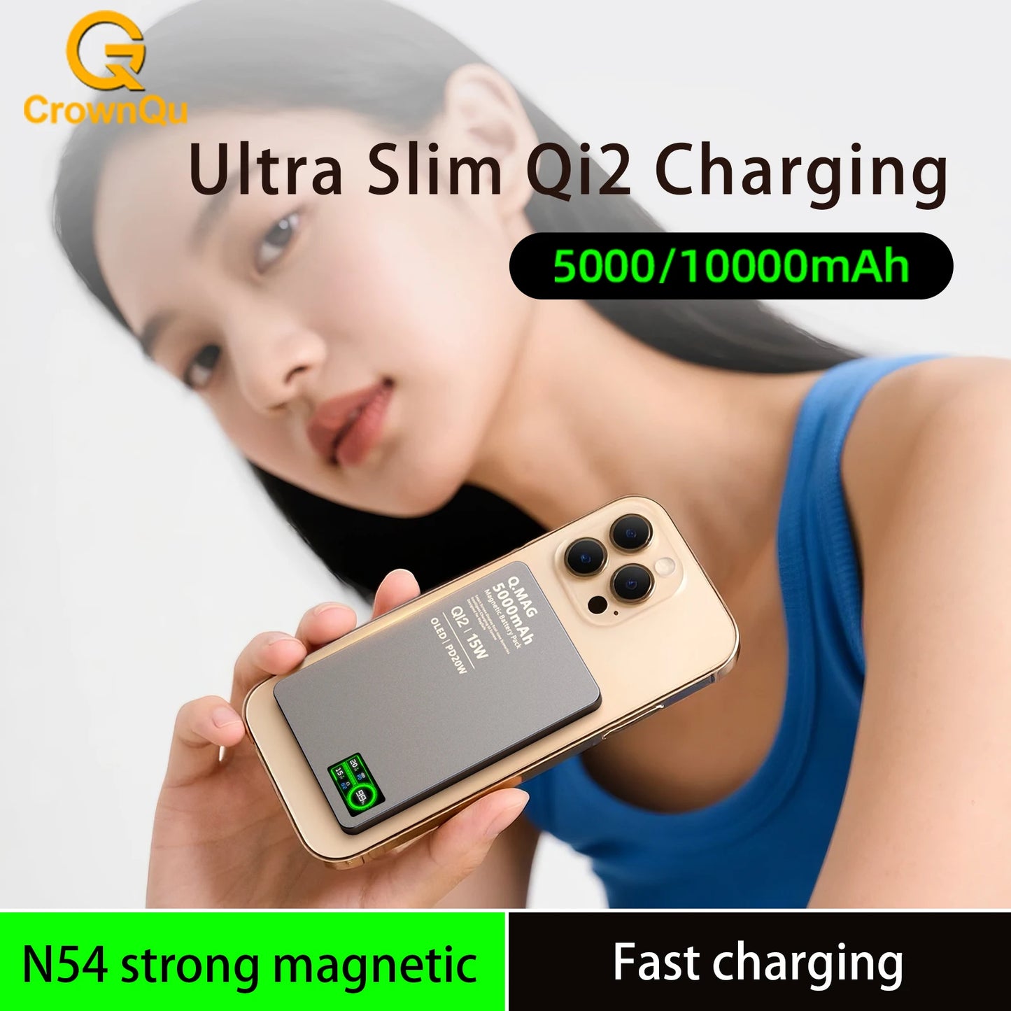 Power Bank Magnético Qi 2.1 10000mAh – Carregamento Sem Fio Turbo