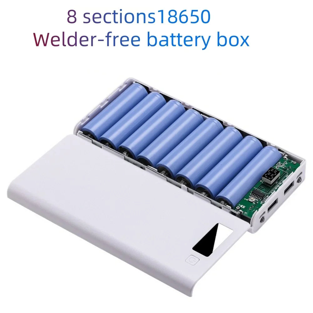 Power Bank Case 8 Baterias com Carregamento Rápido USB