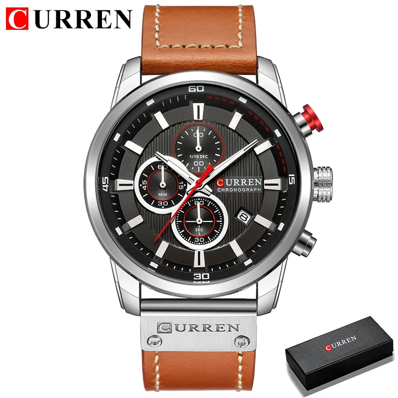 Relógio Masculino CURREN Luxo com Cronógrafo