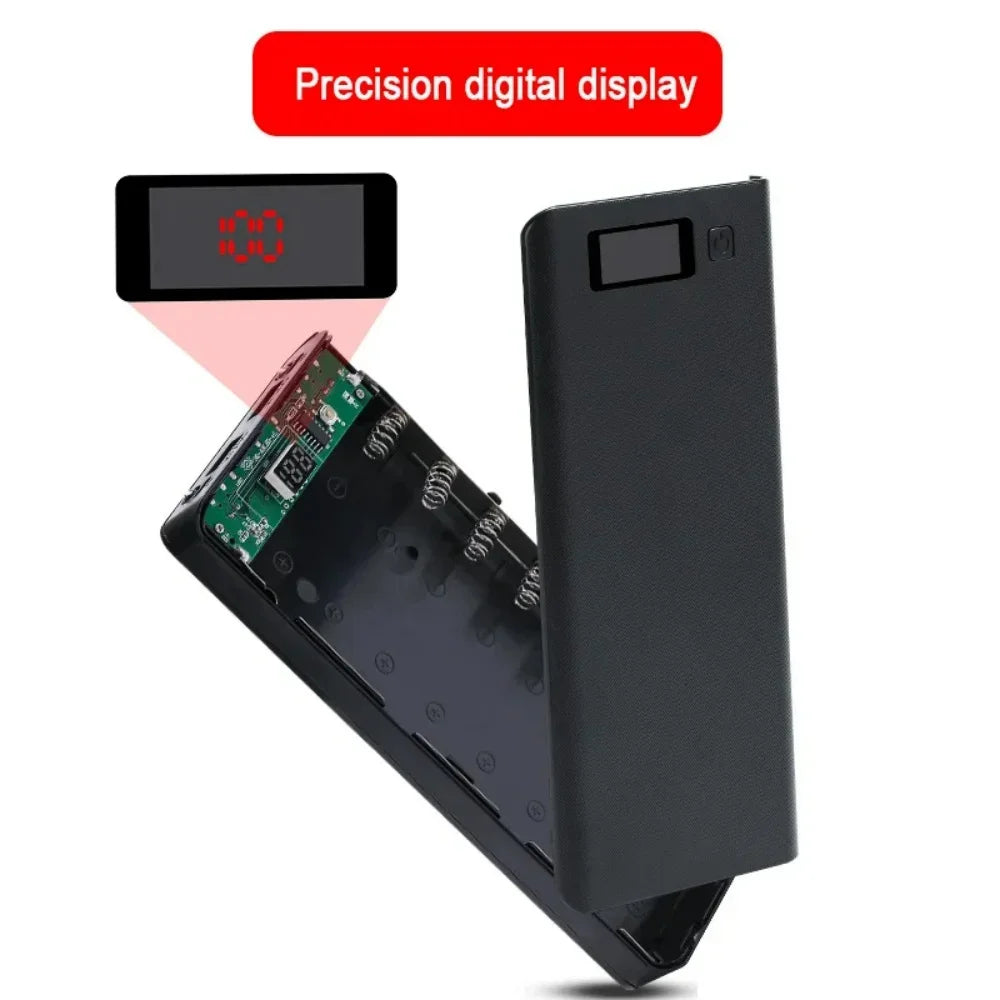 Power Bank Case 8 Baterias com Carregamento Rápido USB