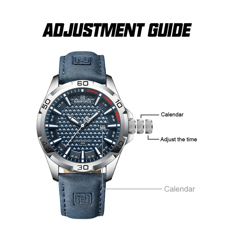 Relógio Masculino NAVIFORCE Premium Couro e Esportivo