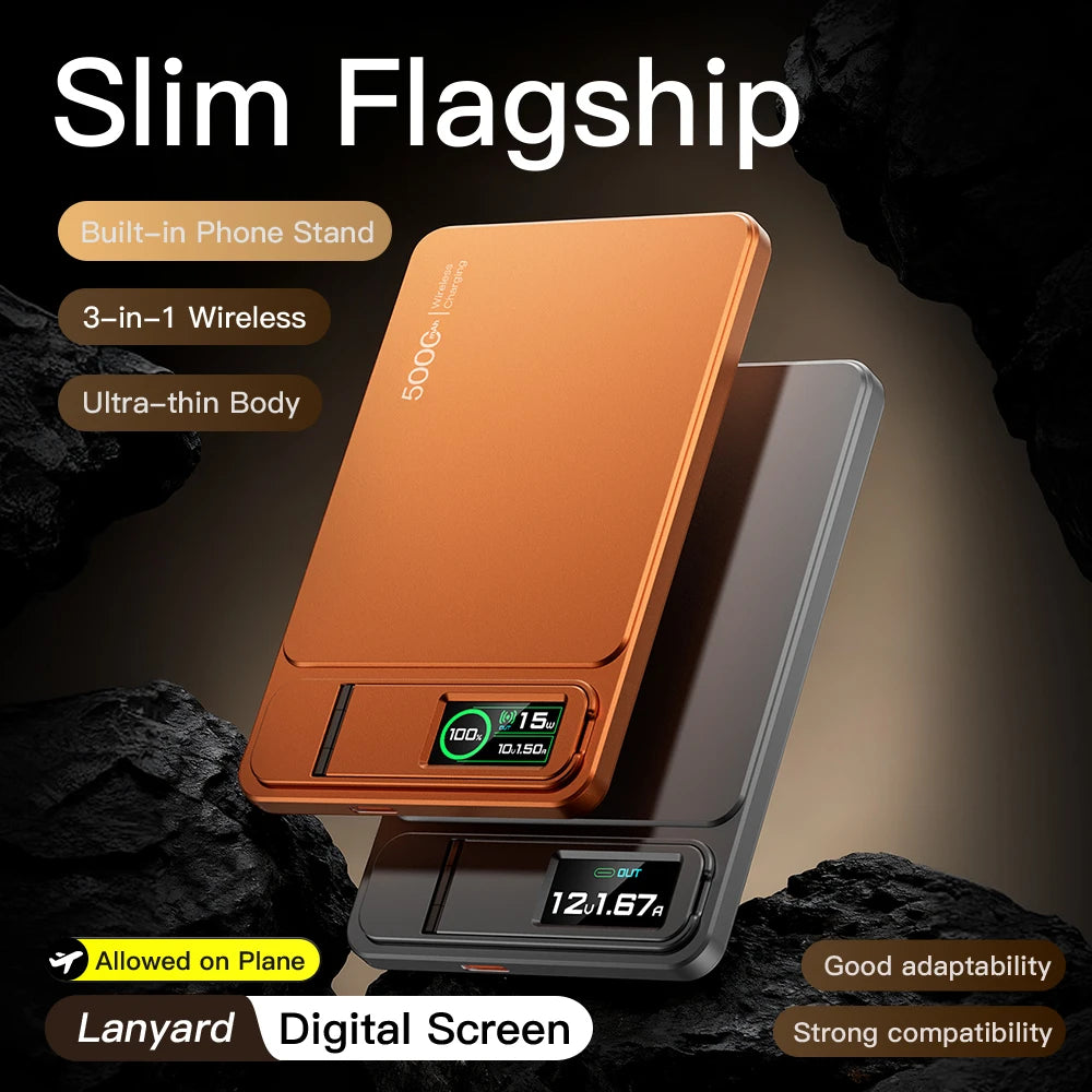 Power Bank Magnético 10000mAh com Carregamento Sem Fio 20W