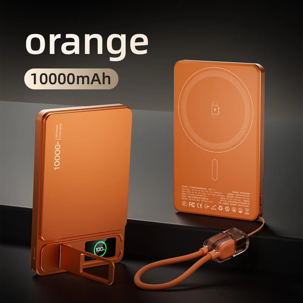 Power Bank Magnético 10000mAh com Carregamento Sem Fio 20W