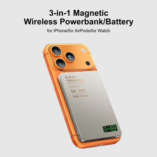 Power Bank Magnético Qi 2.1 10000mAh – Carregamento Sem Fio Turbo