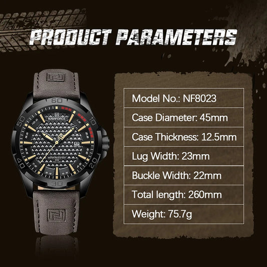 Relógio Masculino NAVIFORCE Premium Couro e Esportivo