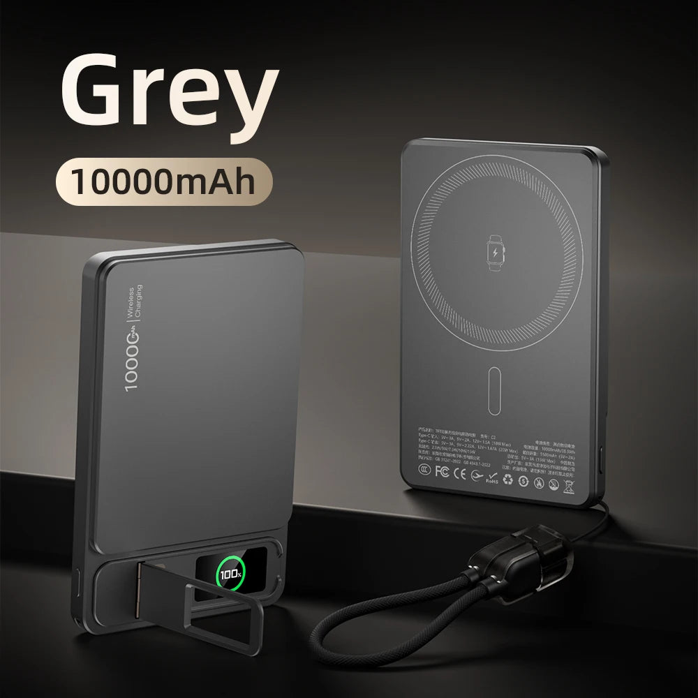 Power Bank Magnético 10000mAh com Carregamento Sem Fio 20W