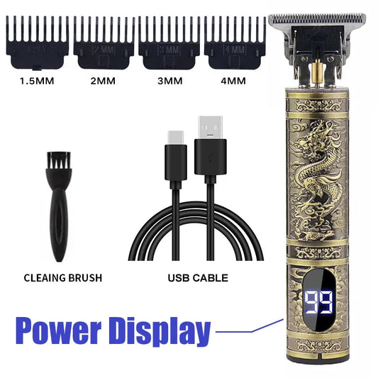 Máquina de Cortar Cabelo Vintage Profissional Sem Fio USB